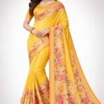 Yellow Floral Printed Daily Wear Saree for Women with Soft Fabric & Lightweight Comfort – CJ Dress